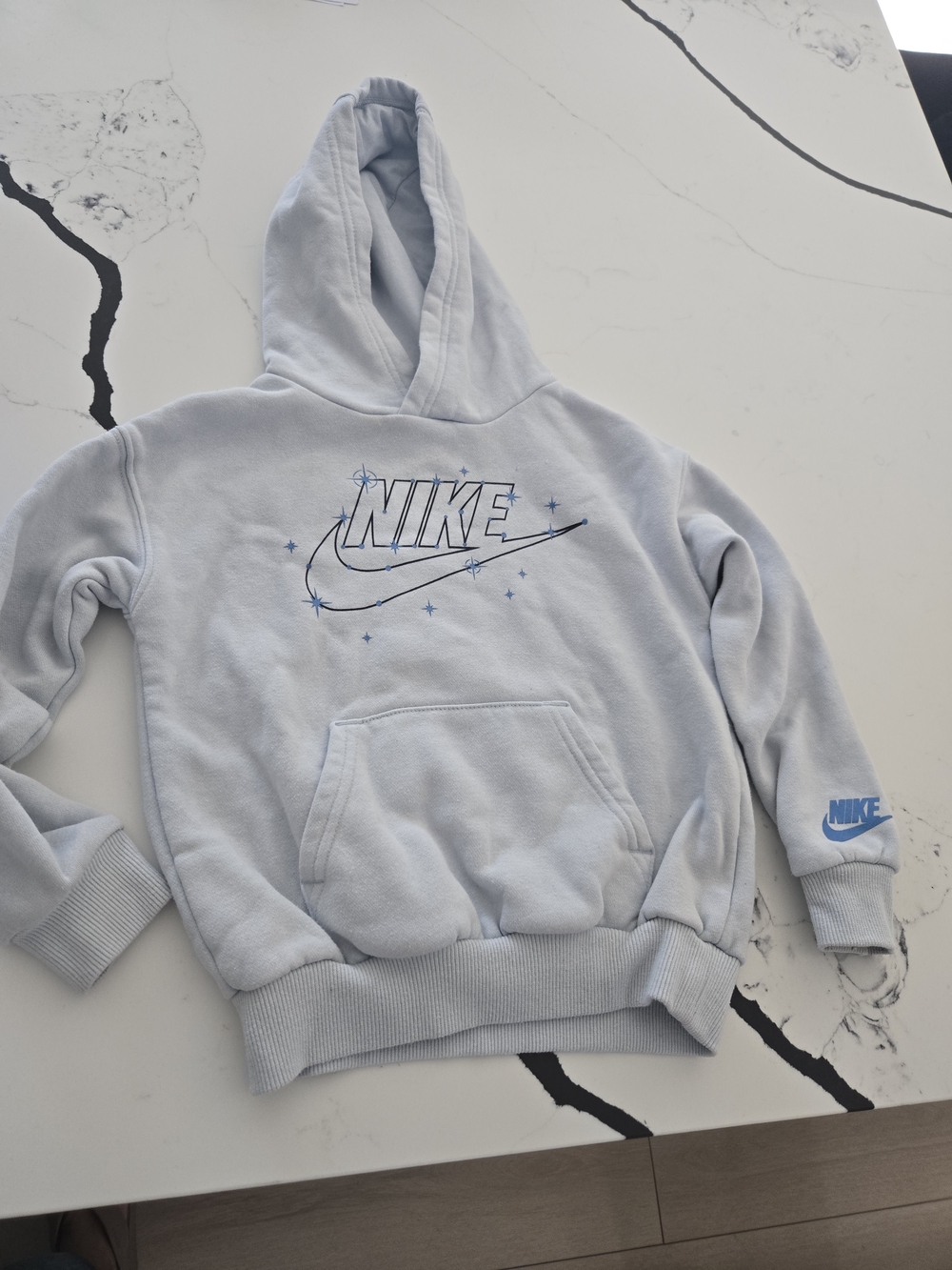 Nike Kids Light Blue Logo Hoodie Size 4(XS)